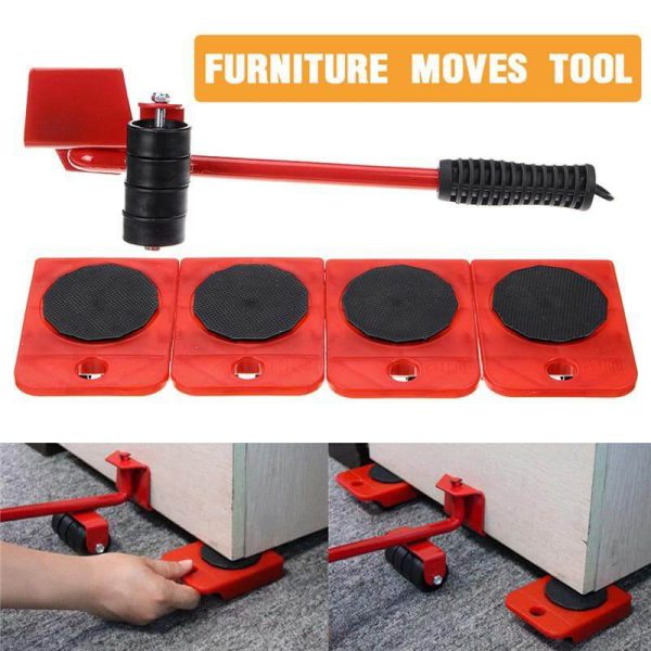 Furniture Moving Kit: 5-in-1 Lifter, Shifter, Slider, Remover, Wheel Set