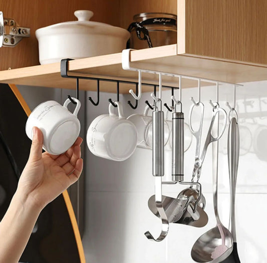 Metal Hanger with 6 Hooks for Organizing Kitchen Mugs and Cups