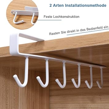 Metal Hanger with 6 Hooks for Organizing Kitchen Mugs and Cups